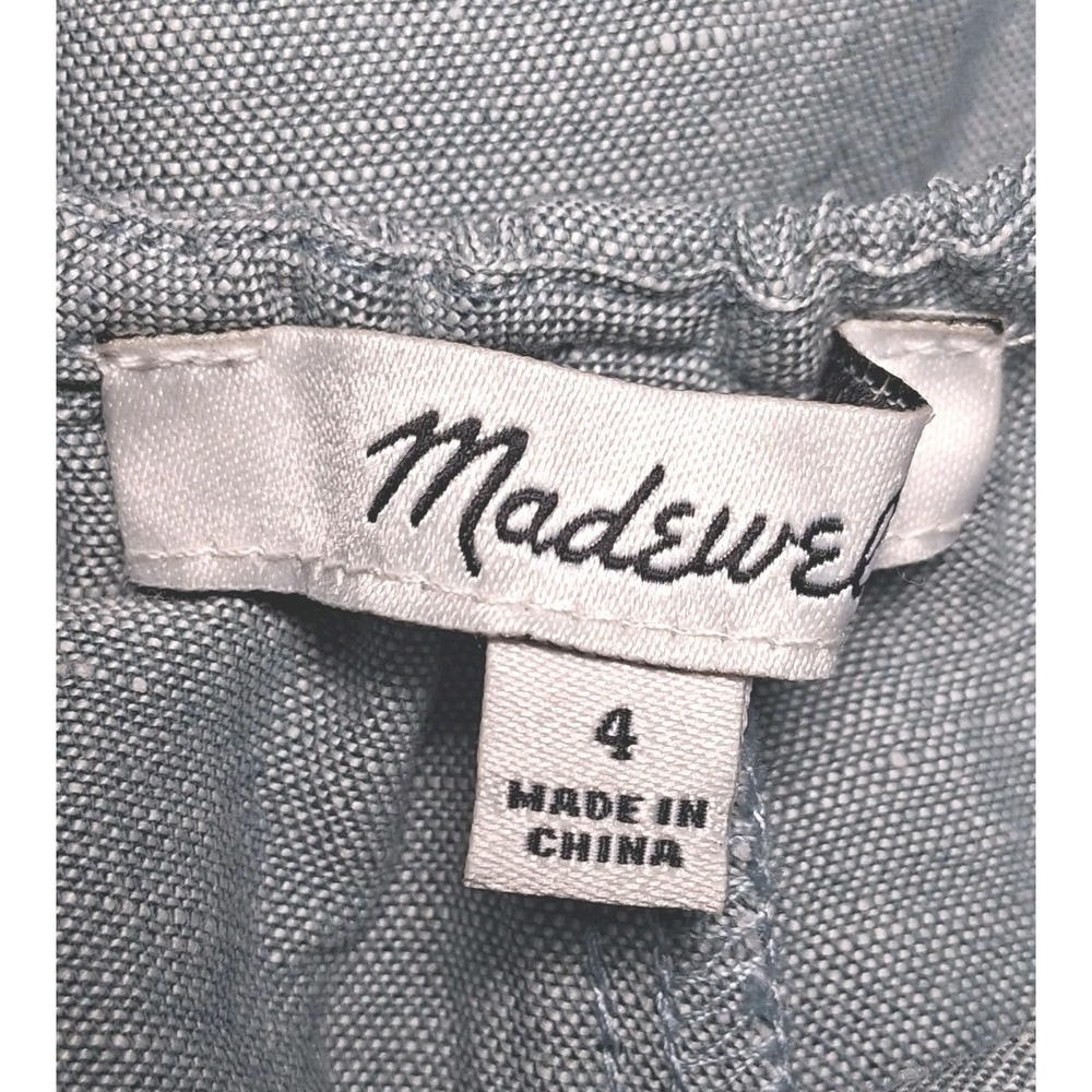 Madewell Linen Blend Tie Back Wide Leg Jumpsuit Size 4 Faded Shale Strappy - Picture 6 of 9